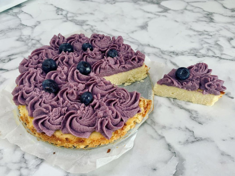 Keto Lemon & Blueberry Mousse Cake